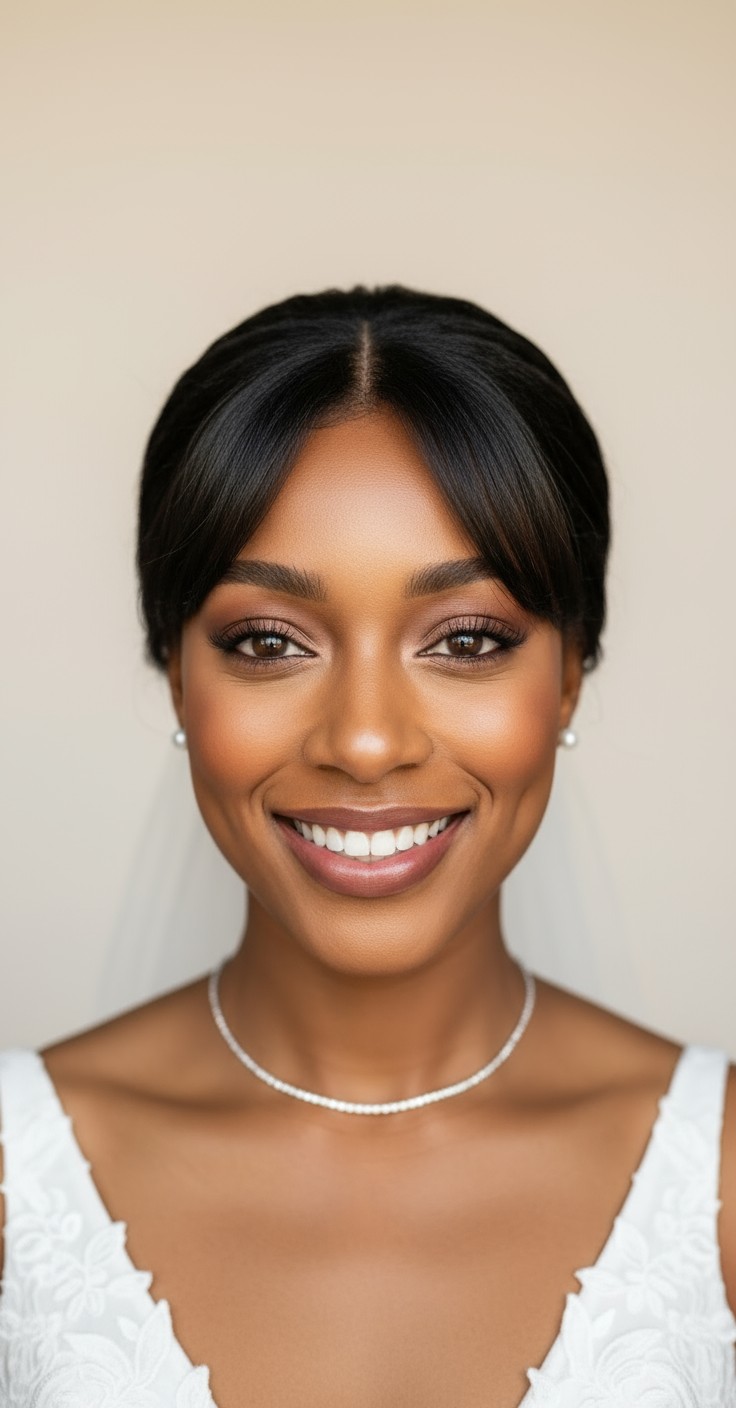 After Wedding Hair With Curtain Bangs